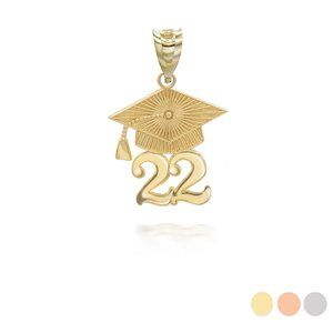 10k Solid Gold Class Of 2022 Graduation Cap Pendant -yellow, rose, or white